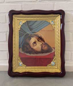 Храмова ікона Усікновення голови Івана Хрестителя в фігурній рамці, 42х48 см