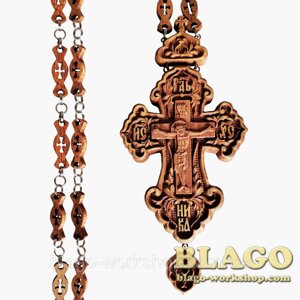 Хрест наперсний дерев'яний різьблений, Крест наперсный деревянный резной, Pectoral wood cross, 7х15,5 см