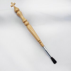 Стрючиця (пензлик) для помазання дерев'яна з хрестом, 20 см
