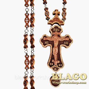 Хрест наперсний дерев'яний різьблений, Крест наперсный деревянный резной, Pectoral wood cross, 7х17 см