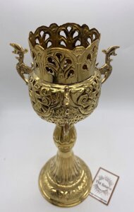 Лампада на довгій ніжці Греція, латунь, 10х26 см