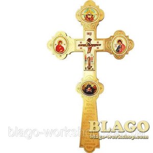 Крест напрестольный латунный в позолоте с декором
