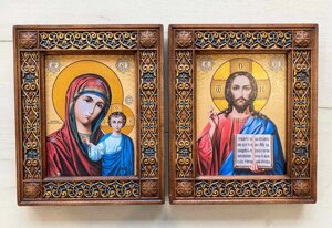 Вінчальні ікони, Спаситель, Казанська , стилізовані під старовину, 21х26 см