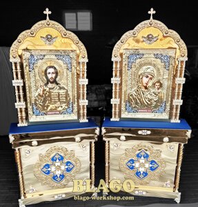 Кіот металевий з іконою з литими вставками, Icon Stands, 95х35х220 см