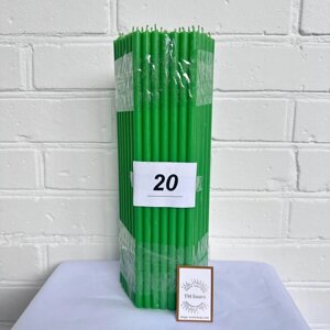 Свічки (офірки) церковні парафінові зелені №20, 100 шт
