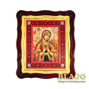Ікона Божої матері Семистрільна, на дереві, фігурна рамка, 34х39 см