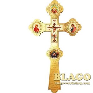 Хрест напрестольний латунний позолочений з декором