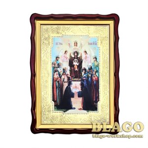 Храмова ікона Божої Матері "Похвала Пресвятої Богородиці", велика, фігурна рамка, 60х80 см