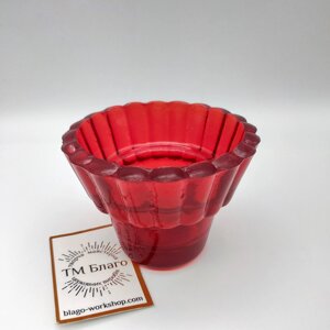 Стаканчик для лампадки черв'яків, Стаканчик для лампадки червоний, Votive glass, 8,5х6,5 см