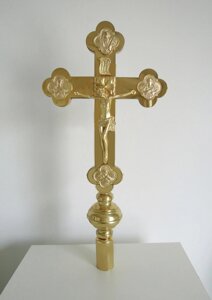 Хрест виносний запрестольний, латунний, 25х4х52 см
