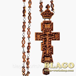 Хрест наперсний дерев'яний різьблений, Крест наперсный деревянный резной, Pectoral wood cross, 7х19,5 см