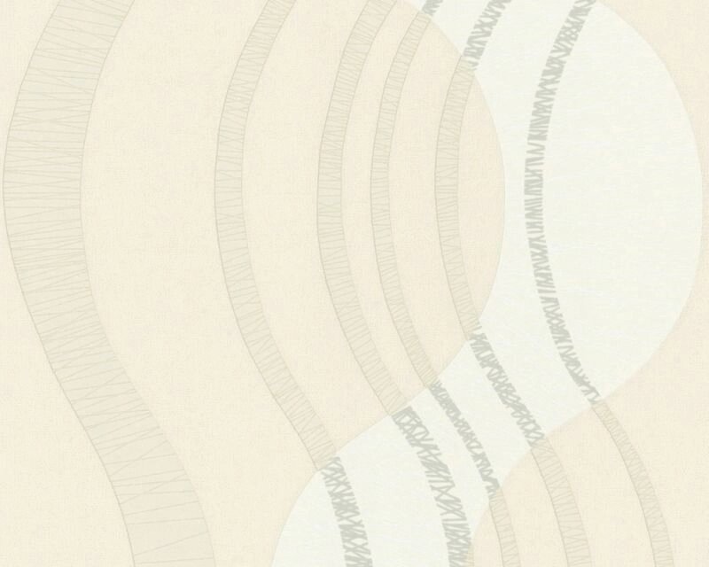 Абстрактні німецькі шпалери 5857-21, з світлим фісташкові смугастим візерунком у вигляді хвилі на блідому тлі від компанії Інтернет-магазин шпалер "Німецький Дім" - фото 1