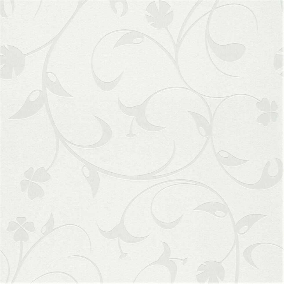 Білі елегантні німецькі шпалери 5671-16 з хитромудрим візерунком квітів, листя і стебел рослин, вінілові, що миються від компанії Інтернет-магазин шпалер "Німецький Дім" - фото 1
