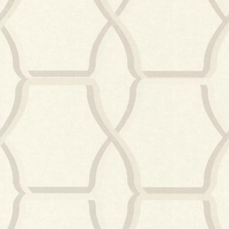 Білі німецькі шпалери 8800-31, з великим геометричним малюнком, ажурний принт перламутрового кольору, оптично опуклі від компанії Інтернет-магазин шпалер "Німецький Дім" - фото 1