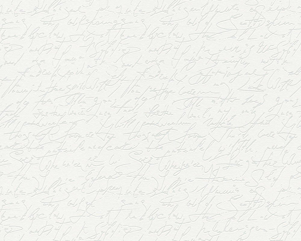 Білі німецькі шпалери 9448-18, з написами під рукопис, каліграфічний рукописний шрифт слів та фраз латинськими літерами. від компанії Інтернет-магазин шпалер "Німецький Дім" - фото 1