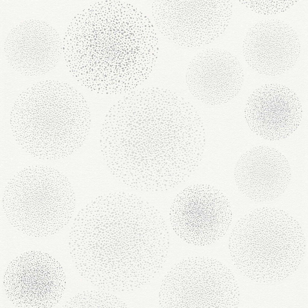 Білі німецькі шпалери 95811-1, з світло-сірими кулями, великими і пухнастими, абстрактна імітація кульбаб, вінілові від компанії Інтернет-магазин шпалер "Німецький Дім" - фото 1