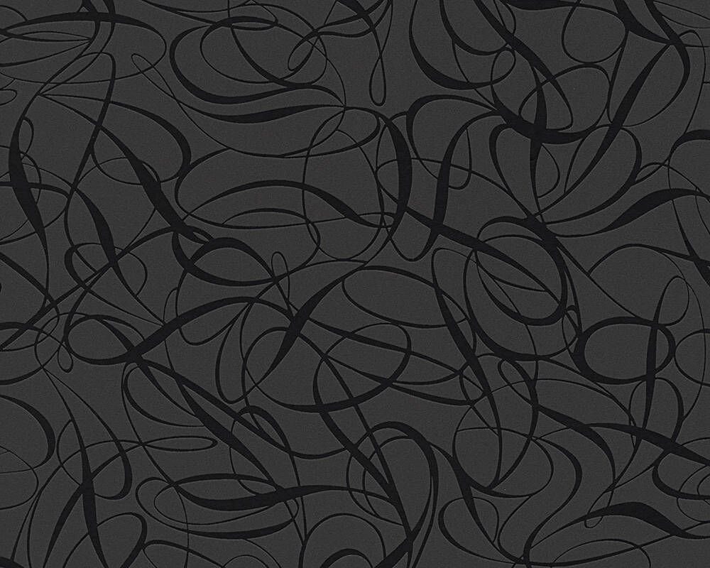 Чорні німецькі шпалери Black & White 1320-62, з абстрактними хитромудрими лініями завитками, миючі вінілові на флізі від компанії Інтернет-магазин шпалер kupit-oboi. com. ua - фото 1