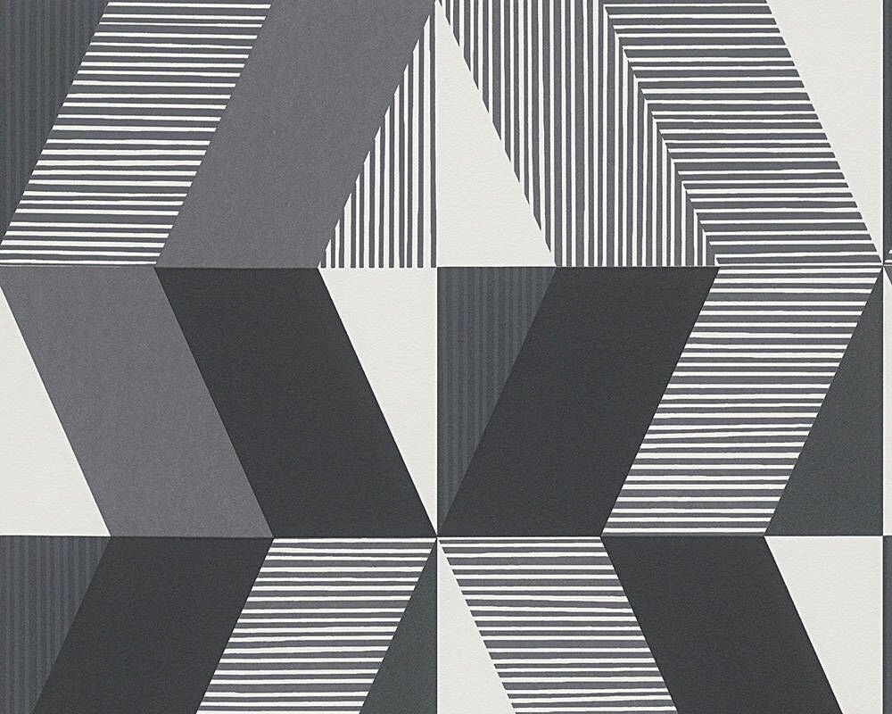 Чорно-білі шпалери для вставки 33095-2, з великим геометричним малюнком, матові і гладкі, вінілові обоіщо миються від компанії Інтернет-магазин шпалер "Німецький Дім" - фото 1