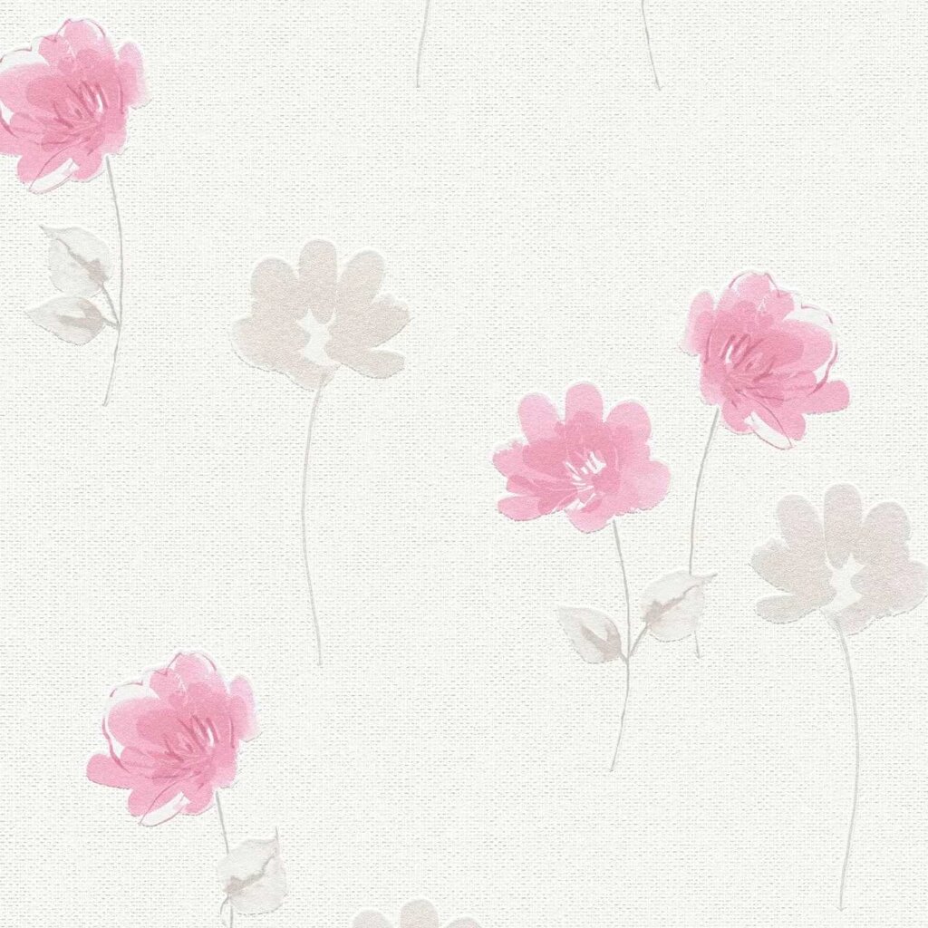 Елегантні німецькі шпалери з світло-рожевими польовими квітами 39511-1, на білому, миючі та тиснені під грубу тканину від компанії Інтернет-магазин шпалер "Німецький Дім" - фото 1