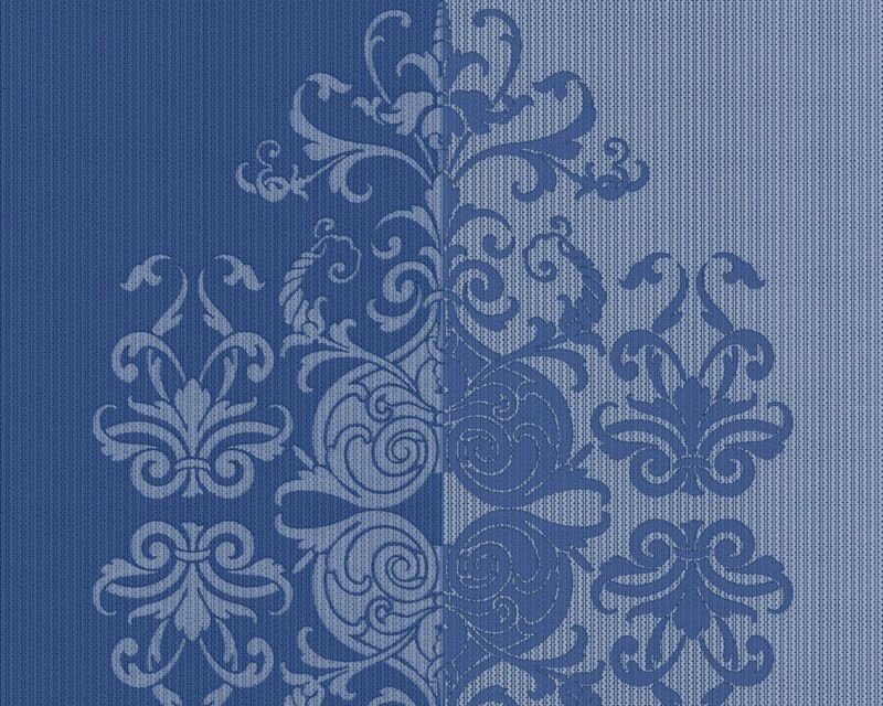 Фактурні німецькі блакитні шпалери 5504-15, з великим синім візерунком в стилі бароко - вензель, орнамент, гобелен від компанії Інтернет-магазин шпалер "Німецький Дім" - фото 1