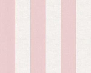 Зносостійкі німецькі шпалери 3410-17 в пудрову смужку, приглушеного рожевого кольору на білому, вініл гарячого тиснення