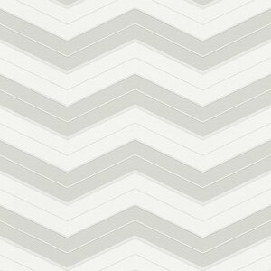 Німецькі геометричні шпалери 32442-1, світло-сірі великі зигзаги на білому, вінілові на флізеліні, що миються, зиг заг