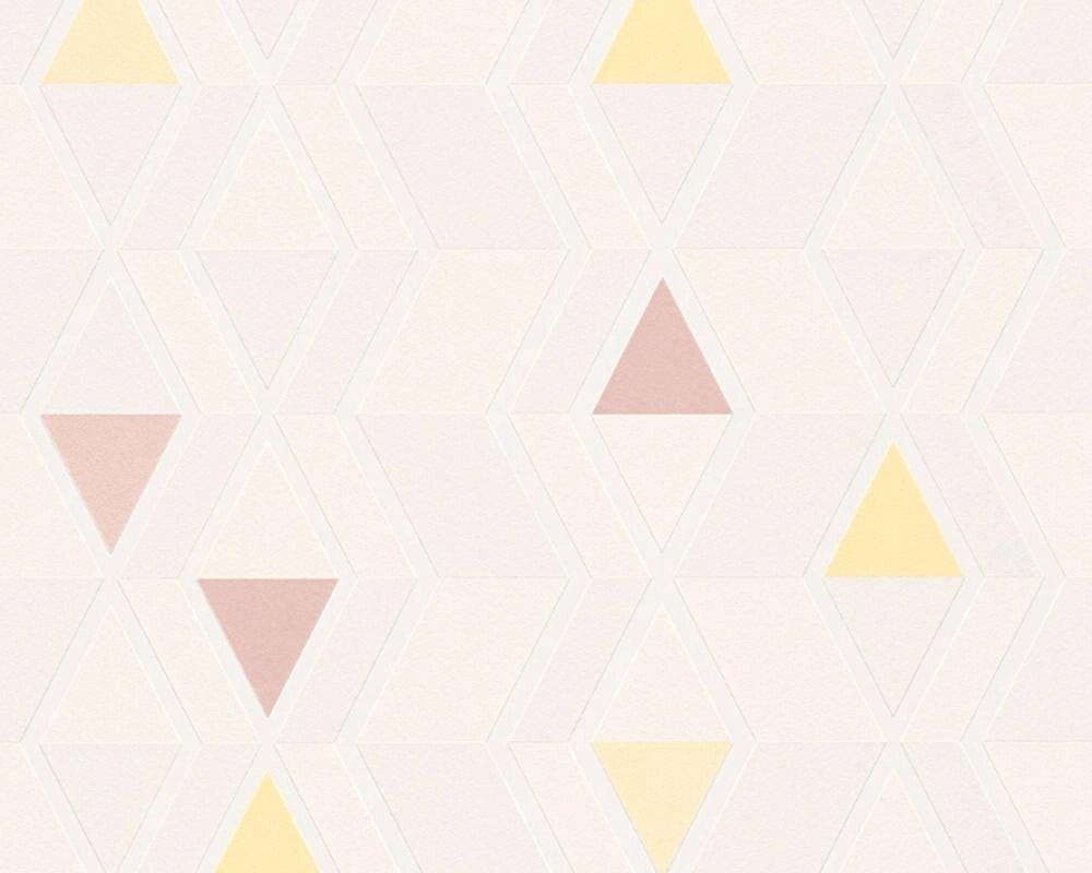 Німецькі 3д шпалери 33402-4 в скандинавському стилі, мозаїка з жовтими і бежевими трикутниками, вінілові, для дитячої від компанії Інтернет-магазин шпалер "Німецький Дім" - фото 1