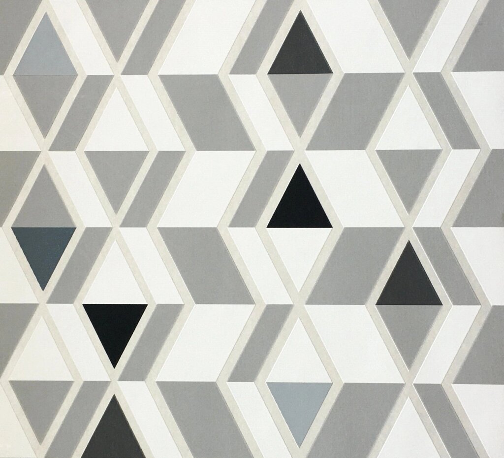 Німецькі шпалери 33402-7 з мозаїчним візерунком геометричних фігур, трикутників ромбів, чорного білого і сірого кольору від компанії Інтернет-магазин шпалер "Німецький Дім" - фото 1