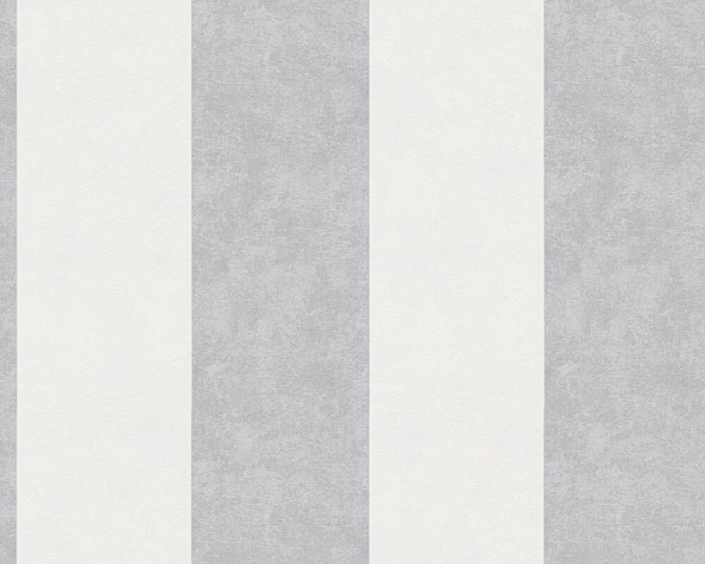 Німецькі шпалери 39290-2, в широку світло-сіру смужку на білому, вінілові, що миються, на флізеліновій основі. від компанії Інтернет-магазин шпалер "Німецький Дім" - фото 1