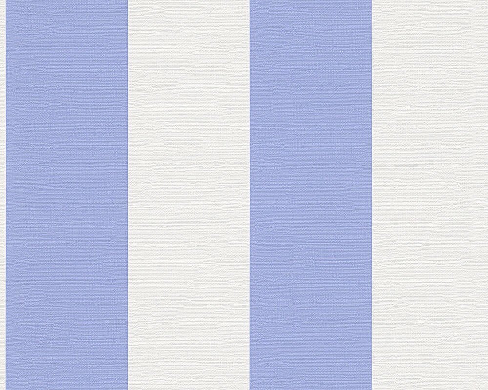 Німецькі шпалери з широкою блакитною смугою на білому тлі 30410-4, вінілові, що миються, на флізеліновій основі від компанії Інтернет-магазин шпалер "Німецький Дім" - фото 1
