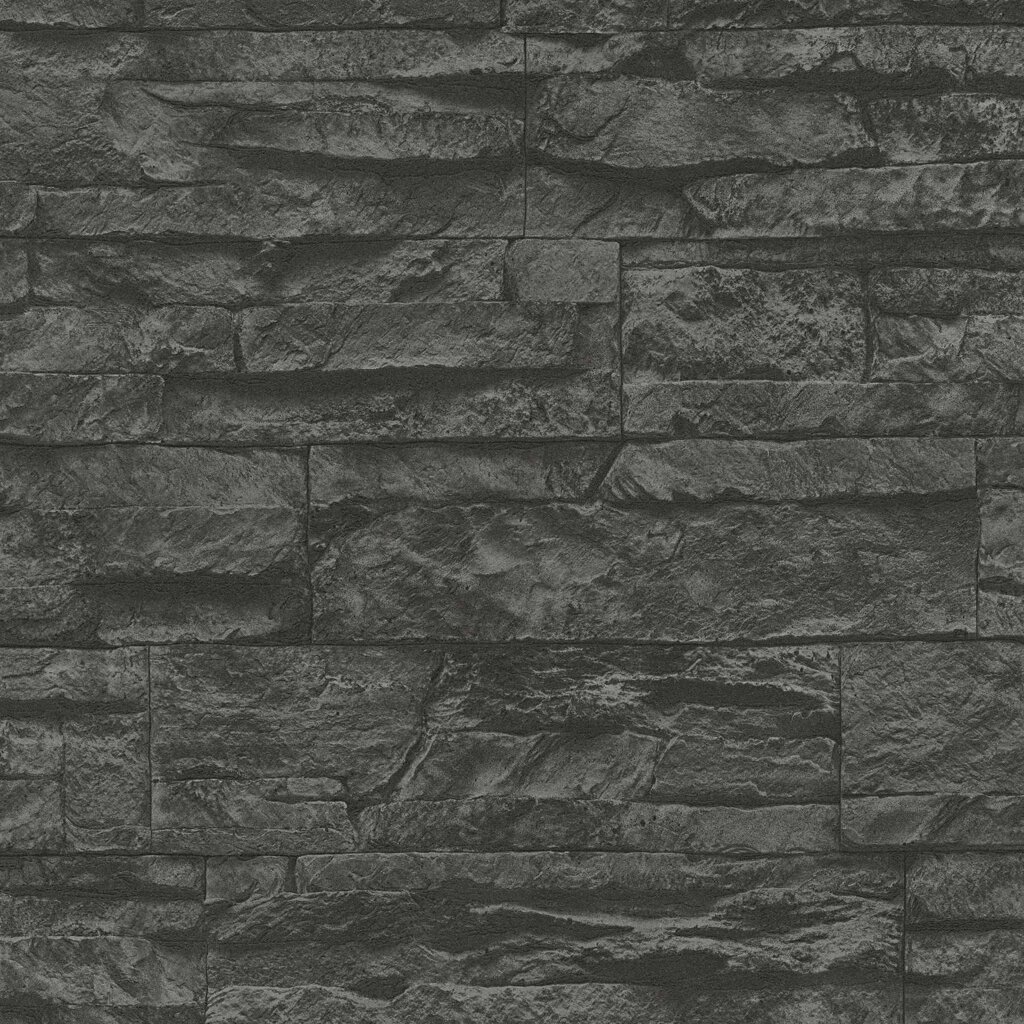Рельєфні темно сірі шпалери 7071-23, з 3Д - кам&#039;яною кладкою - порівняння