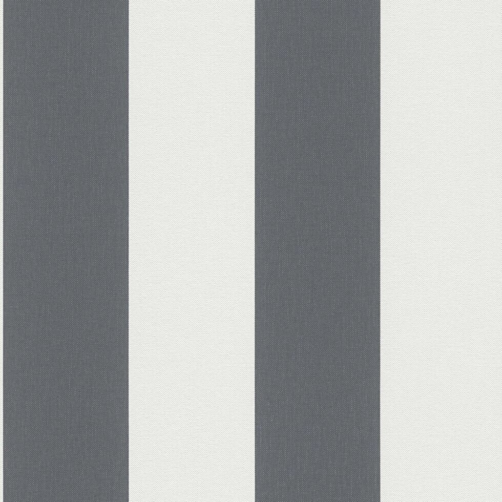 Шпалери 1790-50, з широкою темно сірою смугою на білому тлі, відтінку графіт і мокрий асфальт, структура під тканину - гарантія