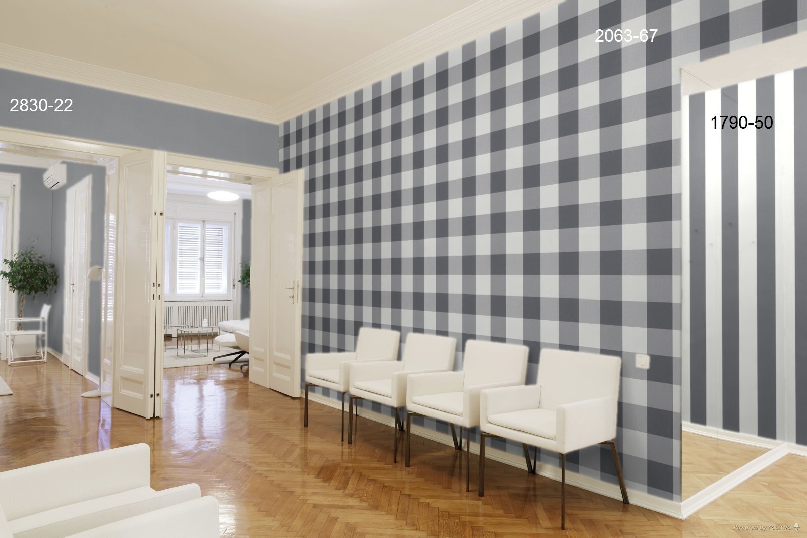 Комплект комбінованих шпалер, сірих відтінків - фактура тканини, у передпокої 206367 179050 283022