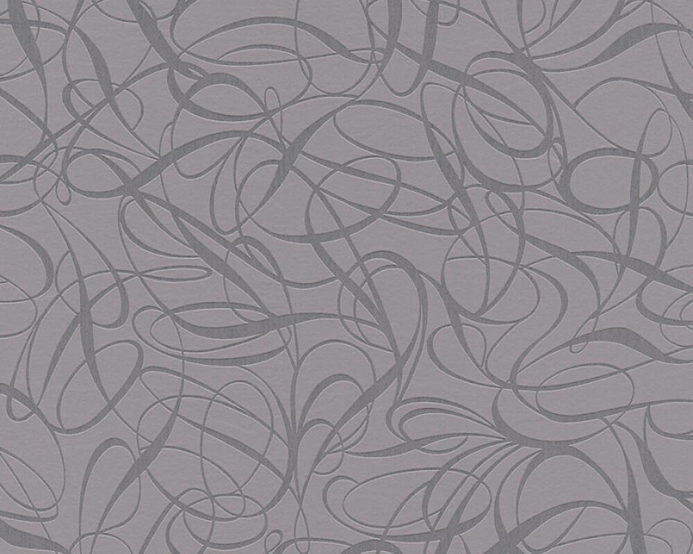 Сірі шпалери White &amp; colours 1320-17 з абстрактними хитромудрими лініями, завитки та вензелями - замовити