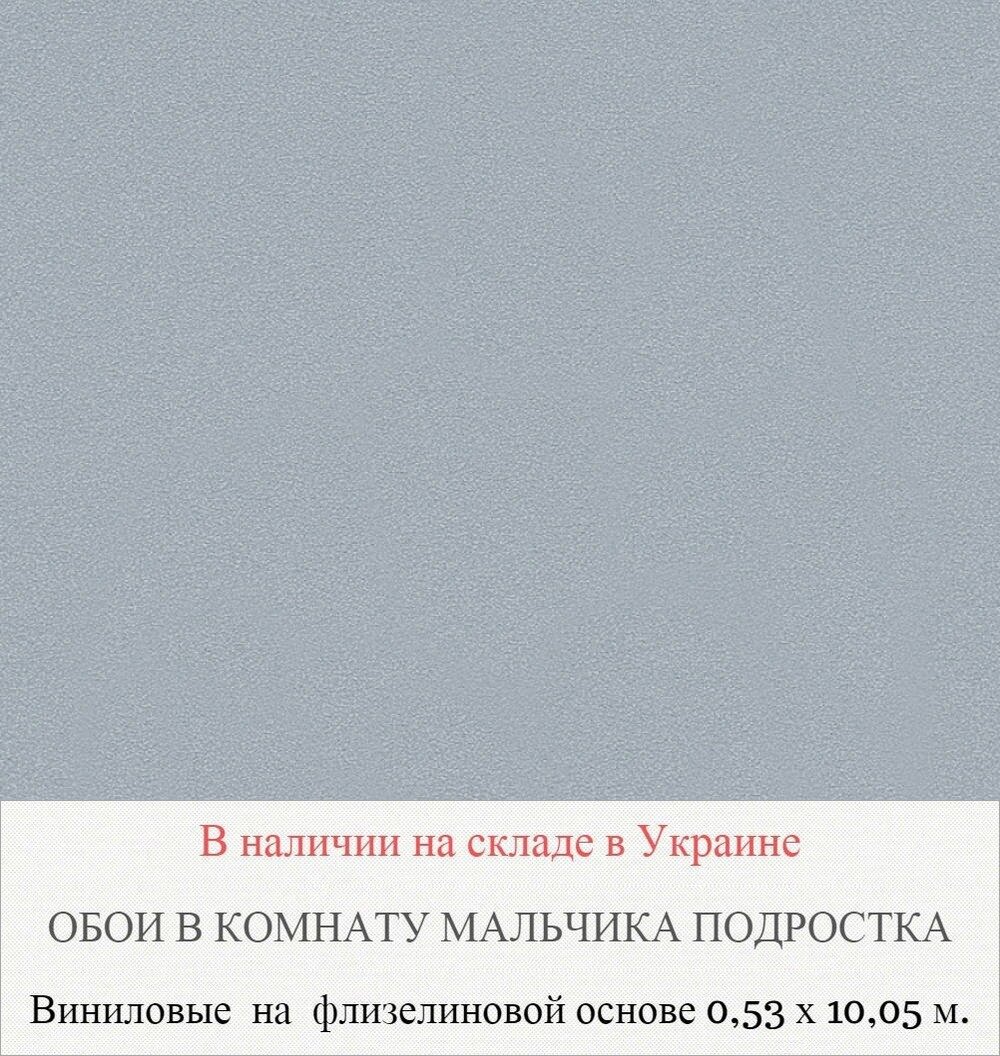 Однотонные серые виниловые обои для мальчика подростка на флизелиновой основе