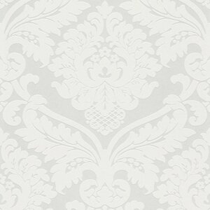 Білі гобеленові фактурні шпалери 5543-38 більший опуклий вензель орнамент у стилі бароко, для вставки та панно