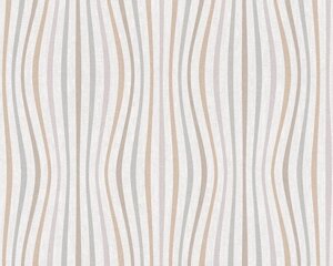 Шпалери з абстрактним візерунком 36597-3 тонка хвиляста смужка бежевого, сірого і коричневого кольору