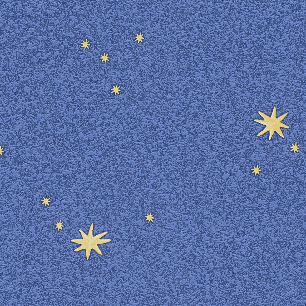 Дитячі німецькі сині шпалери 9117-11, з світяться в темряві дрібними жовтими зірочками, вінілові для стін і стелі - відгуки