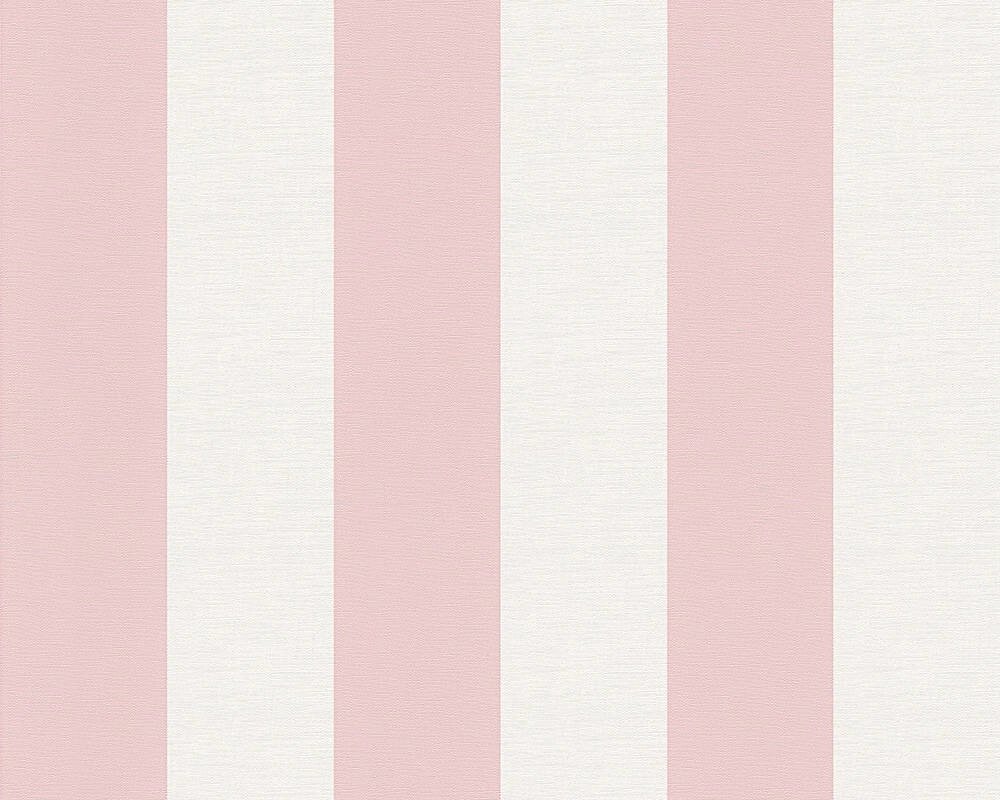 Зносостійкі німецькі шпалери 3410-17 в пудрову смужку, приглушеного рожевого кольору на білому, вініл гарячого тиснення - роздріб