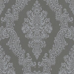 Темно сірі німецькі шпалери 9367-72 відтінку графіт, більшою візерунок бароко гобелен, орнамент, вензель, під тканину