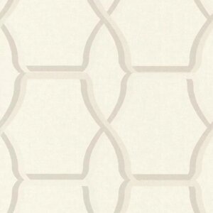 Білі німецькі шпалери 8800-31, з великим геометричним малюнком, ажурний принт перламутрового кольору, оптично опуклі в Київській області от компании Интернет-магазин обоев "Немецкий Дом"