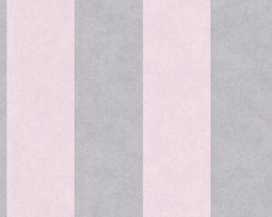 Німецькі шпалери 32990-3, в широку світло-сіру і блідо-рожеву смужку, вінілові, що миються, на флізеліновій основі.