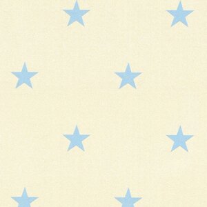 Нарядные немецкие обои 3959-11, с голубыми звездами и искорками на белом, для детской комнаты девочки подростка