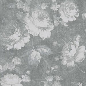 Сірі шпалери Secret Garden 33604-1 з квітами троянд, структура під полотно картини, грубу тканину