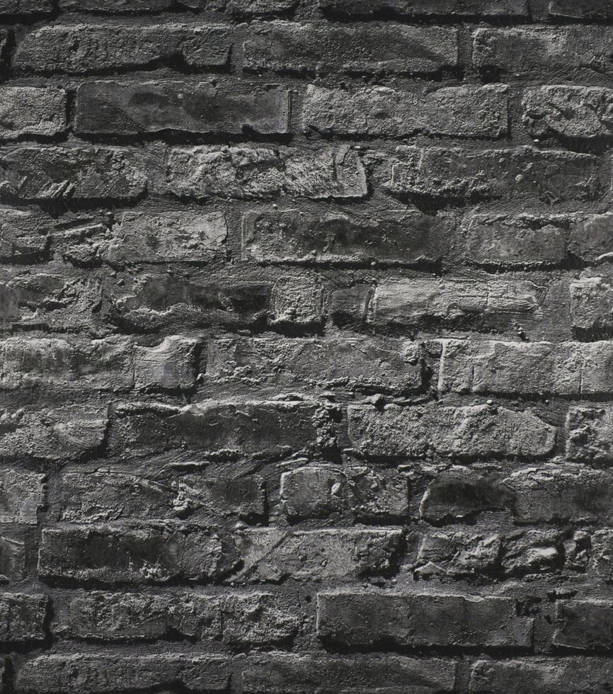 Щільні і міцні паперові шпалери 95470-1, під кладку чорної цегли графіт відтінку, стереоскопічний візерунок з 3d ефектом від компанії Інтернет-магазин шпалер "Німецький Дім" - фото 1