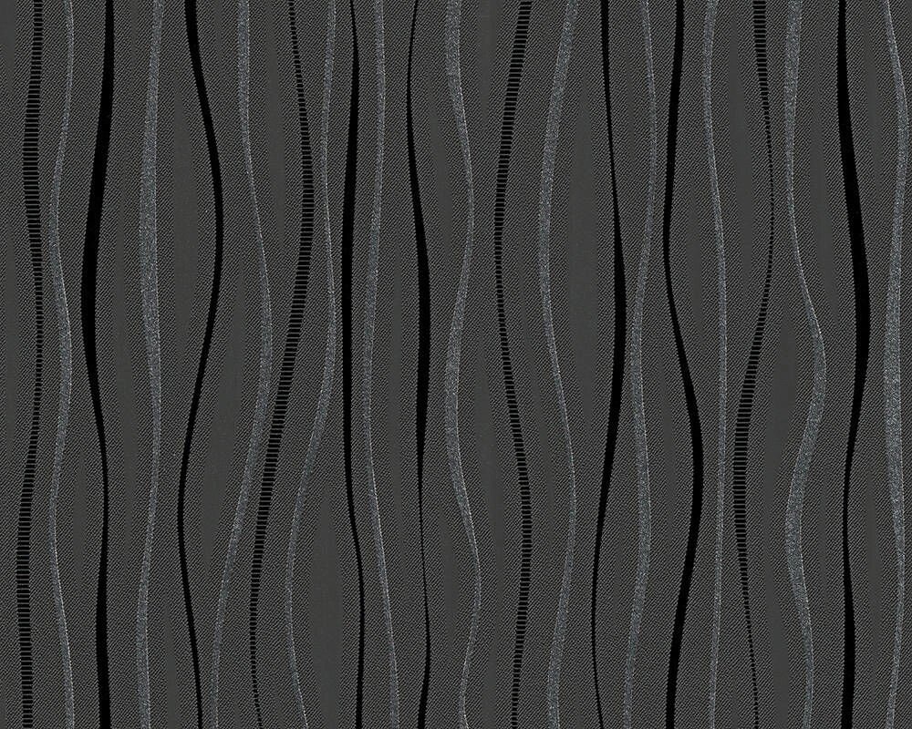 Шпалери чорні, малюнок - хвиляста смужка 95879-2 від компанії Інтернет-магазин шпалер kupit-oboi. com. ua - фото 1