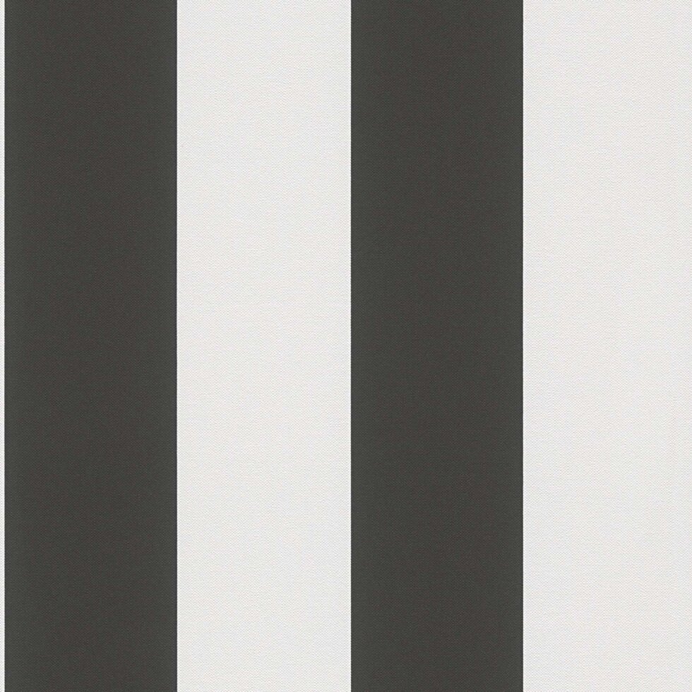 Шпалери в широку чорну та білу контрастну смужку 3432-13, миючі вінілові на флізеліновій основі, тиснені під тканину від компанії Інтернет-магазин шпалер "Німецький Дім" - фото 1