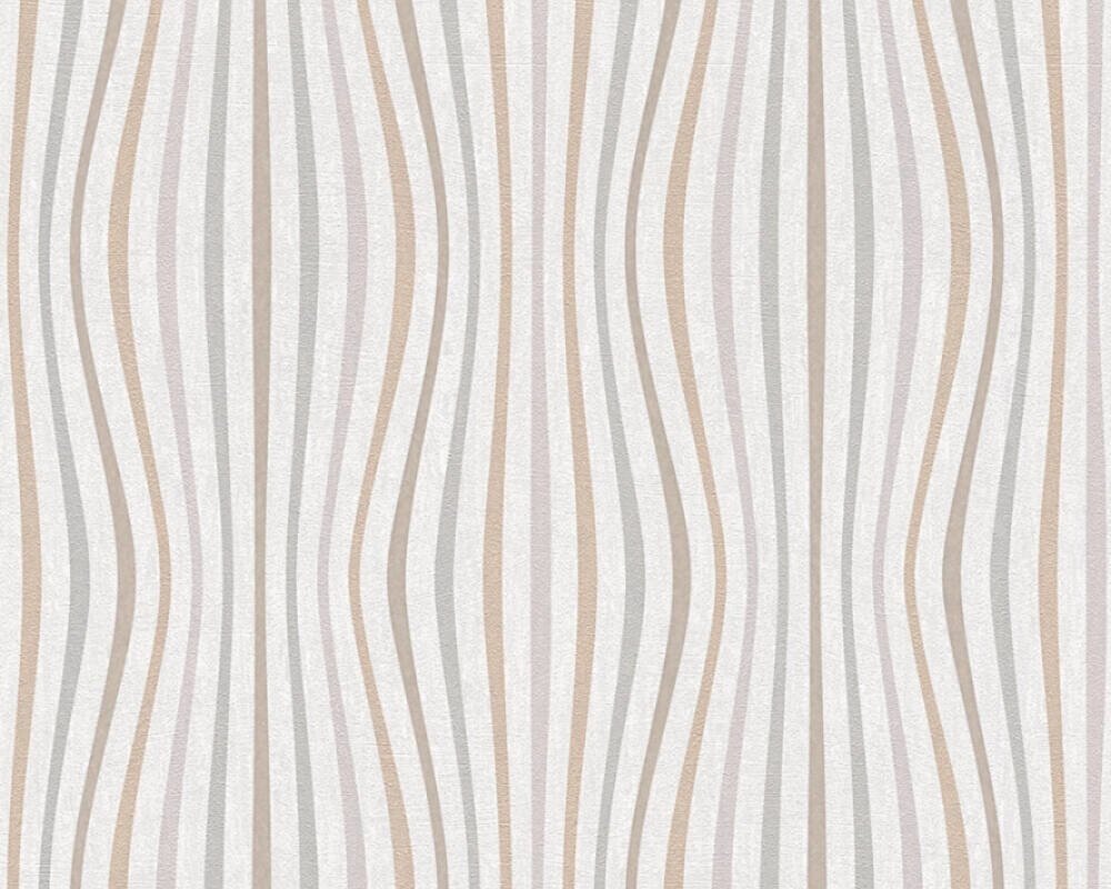 Шпалери з абстрактним візерунком 36597-3 тонка хвиляста смужка бежевого, сірого і коричневого кольору від компанії Інтернет-магазин шпалер "Німецький Дім" - фото 1