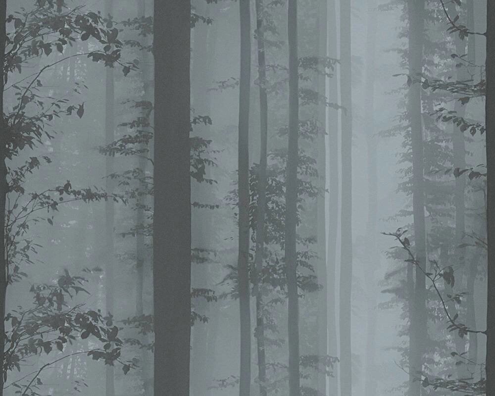Сірі німецькі шпалери 30060-1, малюнок - ліс у ранковому тумані, монохромна графіка, гладкі вінілові на флізеліновій від компанії Інтернет-магазин шпалер "Німецький Дім" - фото 1