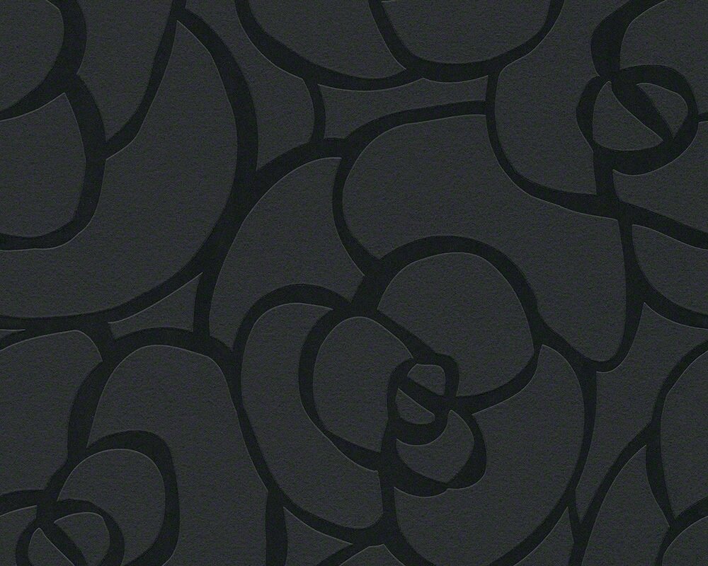 Стильні чорні німецькі шпалери 94027-6, з великими квітами троянди, вінілові, що миються, на флізеліновій основі від компанії Інтернет-магазин шпалер "Німецький Дім" - фото 1